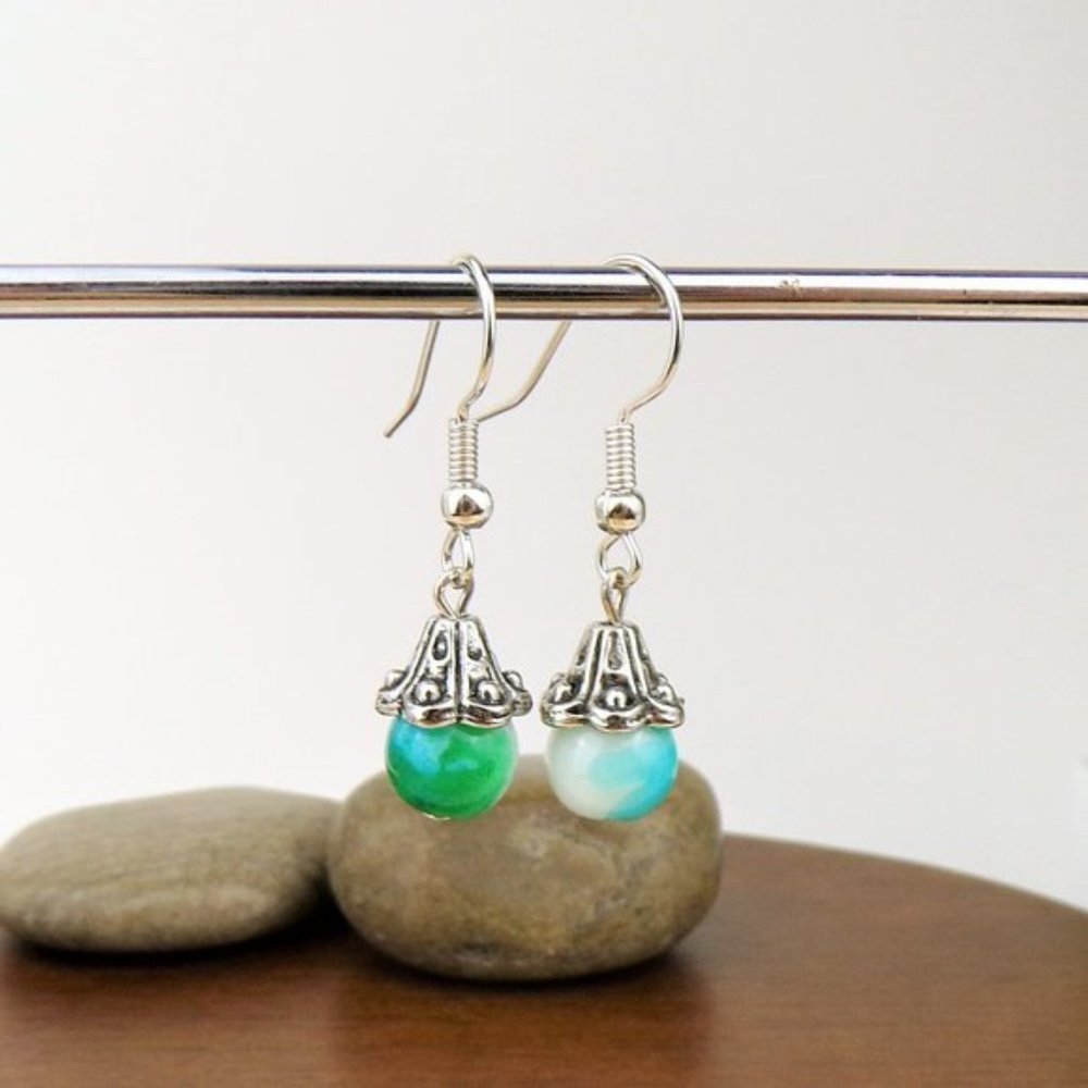 Green Tie Dye Earrings